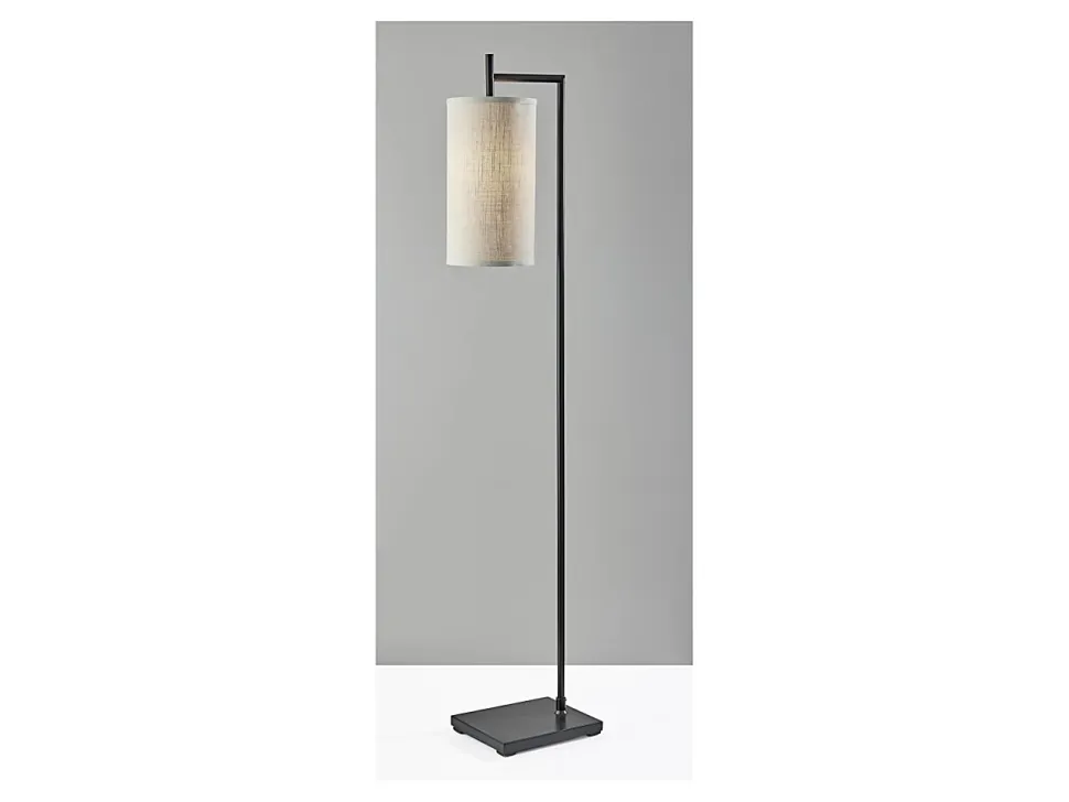 Adesso Simplee Zion Floor Lamp, 65”H, Beige Textured Fabric Shade/Black Base