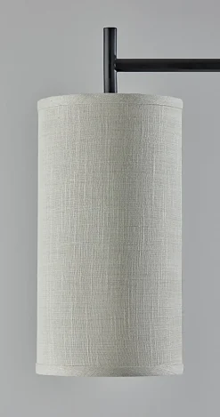 Adesso Simplee Zion Floor Lamp, 65”H, Beige Textured Fabric Shade/Black Base