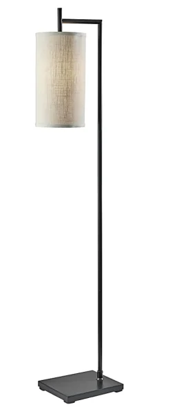 Adesso Simplee Zion Floor Lamp, 65”H, Beige Textured Fabric Shade/Black Base