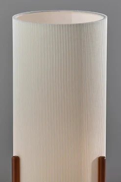 Adesso Sonora Table Lantern, Walnut with Off-White Fabric Shade
