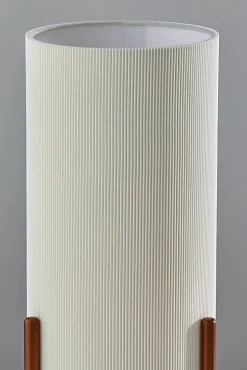 Adesso Sonora Table Lantern, Walnut with Off-White Fabric Shade