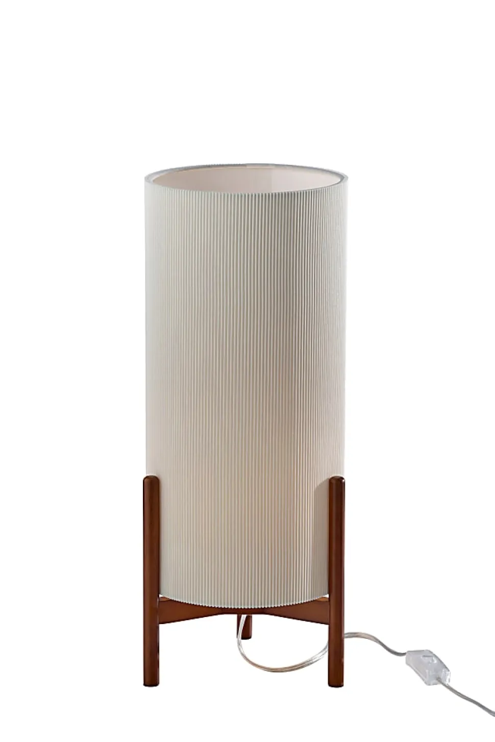 Adesso Sonora Table Lantern, Walnut with Off-White Fabric Shade