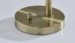 Adesso Swirl Desk Lamp, Antique Brass with White Swirl Glosted Shade