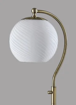 Adesso Swirl Floor Lamp, Antique Brass with White Swirl Glosted Shade