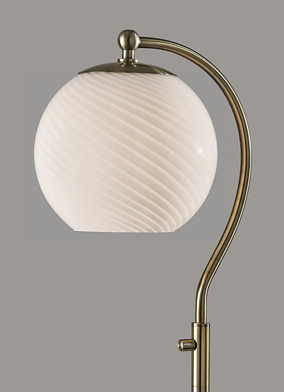 Adesso Swirl Floor Lamp, Antique Brass with White Swirl Glosted Shade