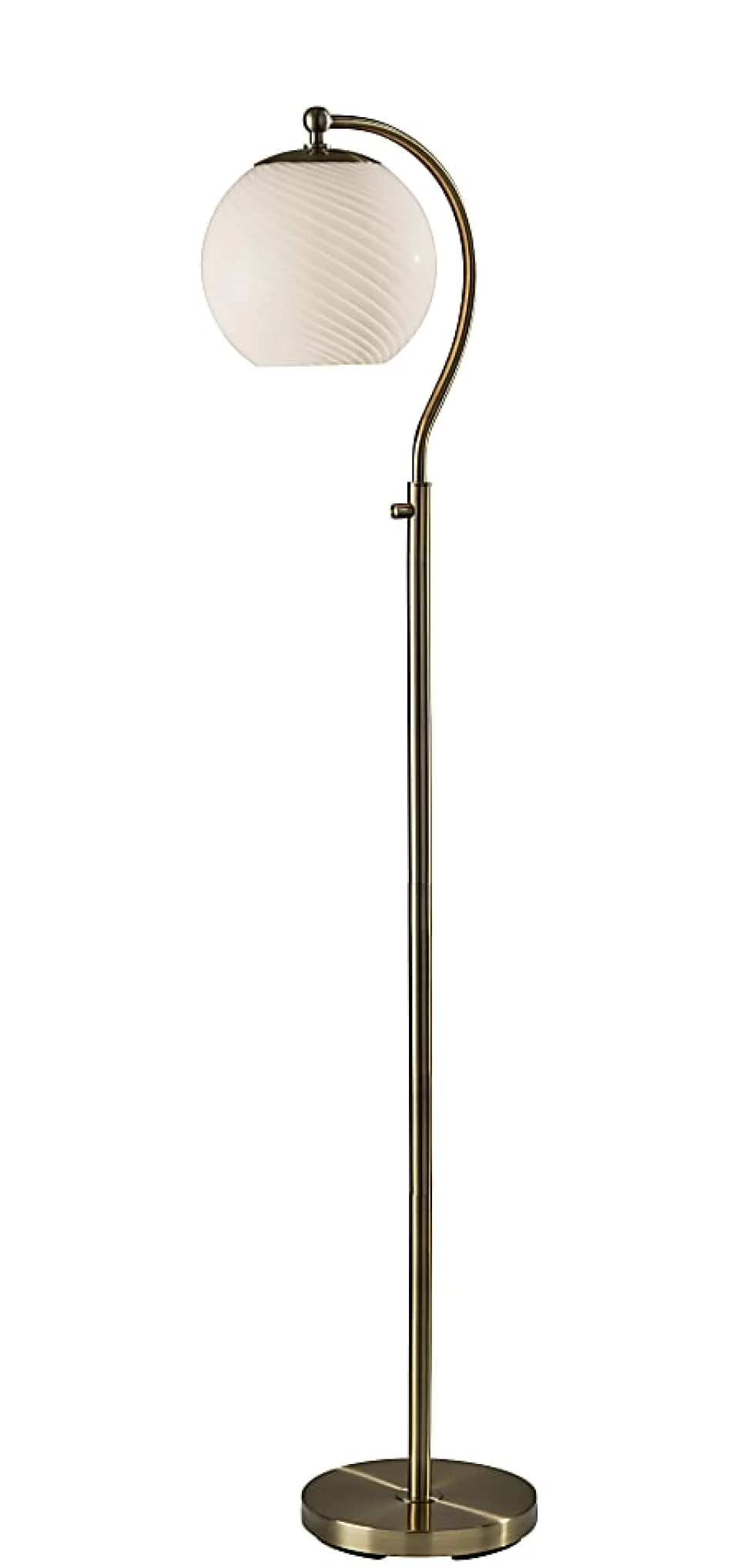 Adesso Swirl Floor Lamp, Antique Brass with White Swirl Glosted Shade