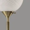 Adesso Swirl Torchiere, Antique Brass with White Swirl Glosted Shade