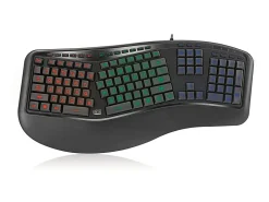 Adesso Tru-Form 150 3-Color Illuminated Ergonomic Keyboard, Black, AKB-150EB
