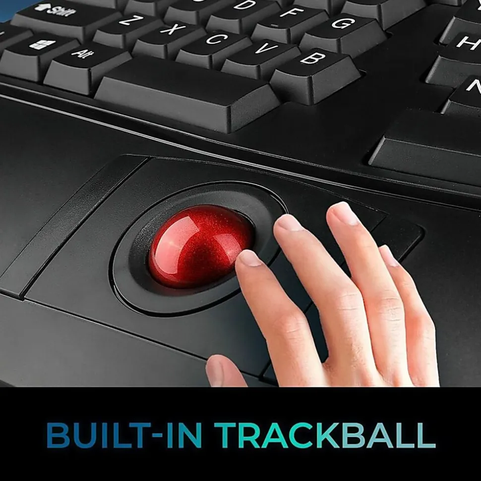 Adesso Tru-Form 3500 2.4GHz Wireless Ergonomic Trackball Keyboard