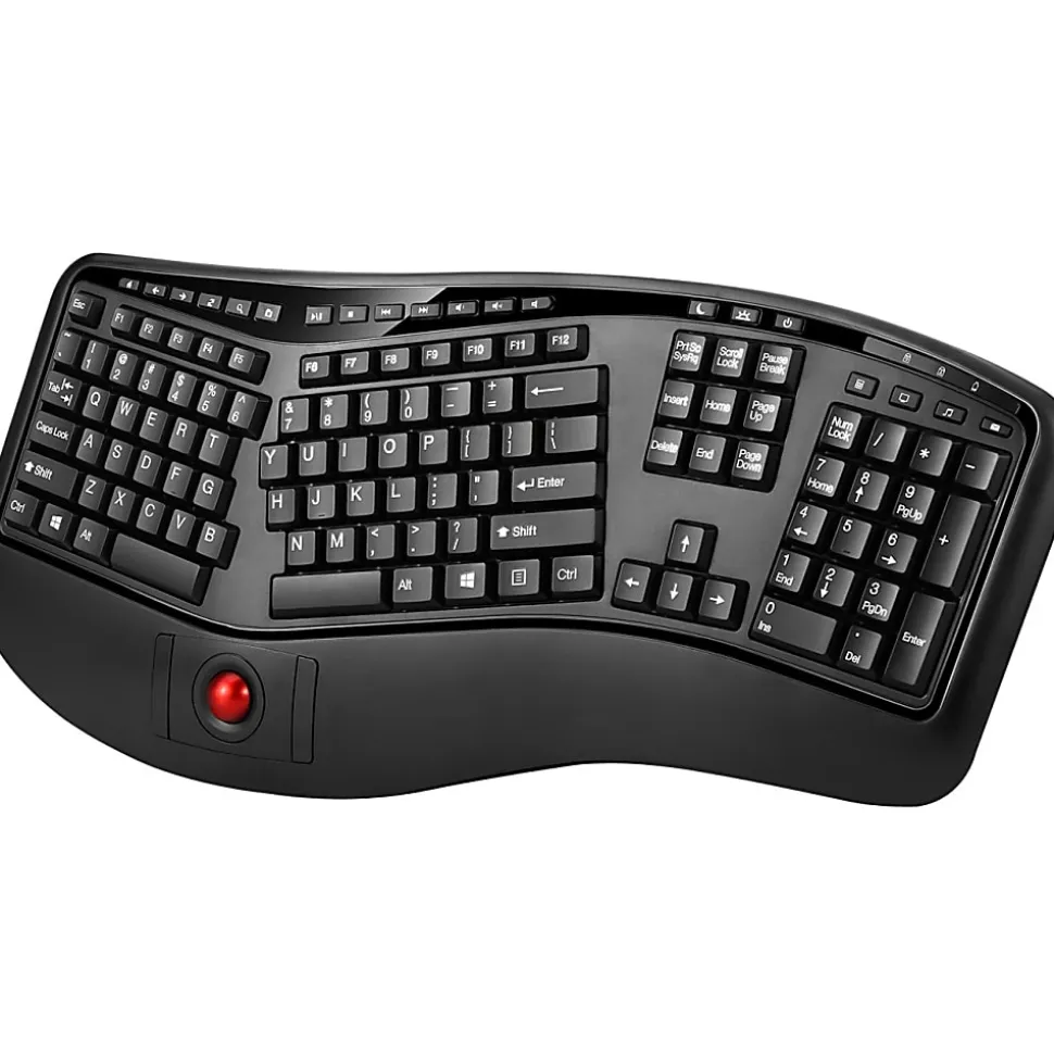Adesso Tru-Form 3500 2.4GHz Wireless Ergonomic Trackball Keyboard