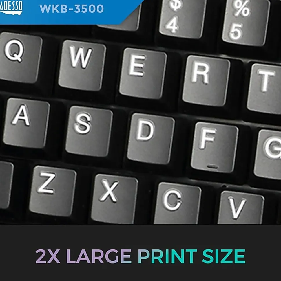 Adesso Tru-Form 3500 2.4GHz Wireless Ergonomic Trackball Keyboard