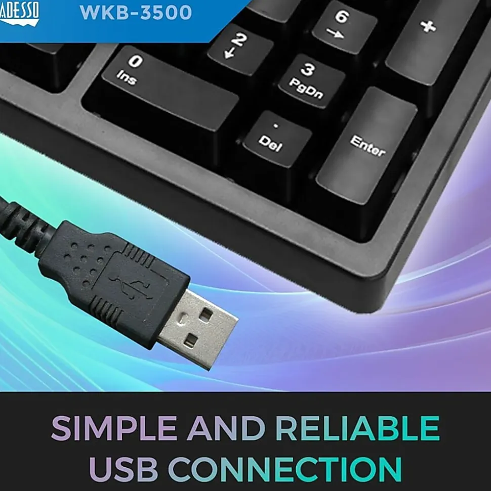 Adesso Tru-Form 3500 2.4GHz Wireless Ergonomic Trackball Keyboard