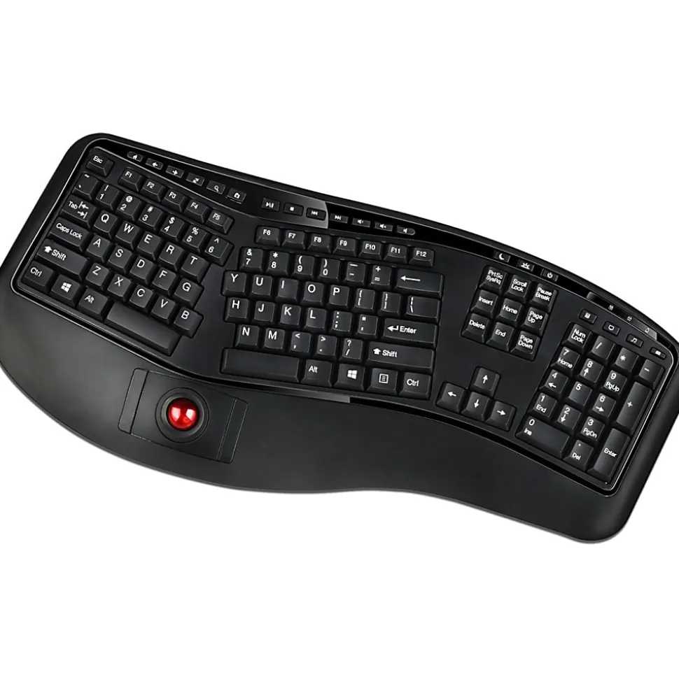 Adesso Tru-Form 3500 2.4GHz Wireless Ergonomic Trackball Keyboard