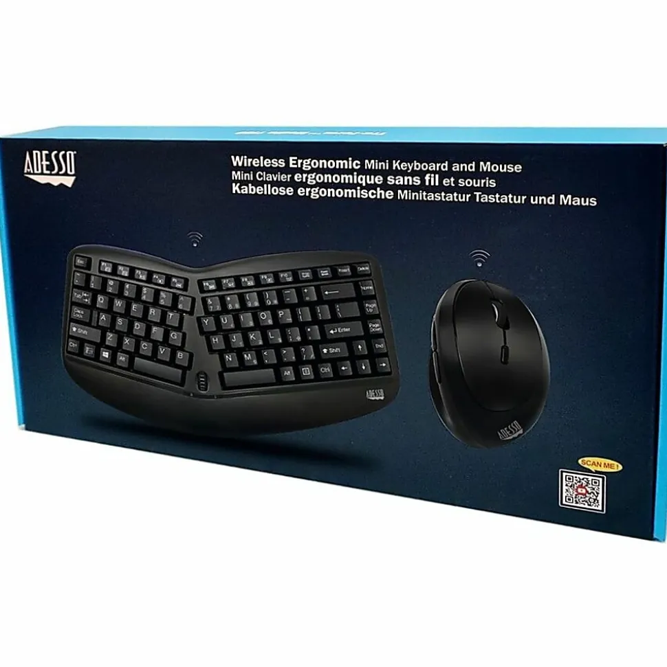 Adesso Tru-Form Media 1150 Wireless Ergo Mini Keyboard And Mouse Combo
