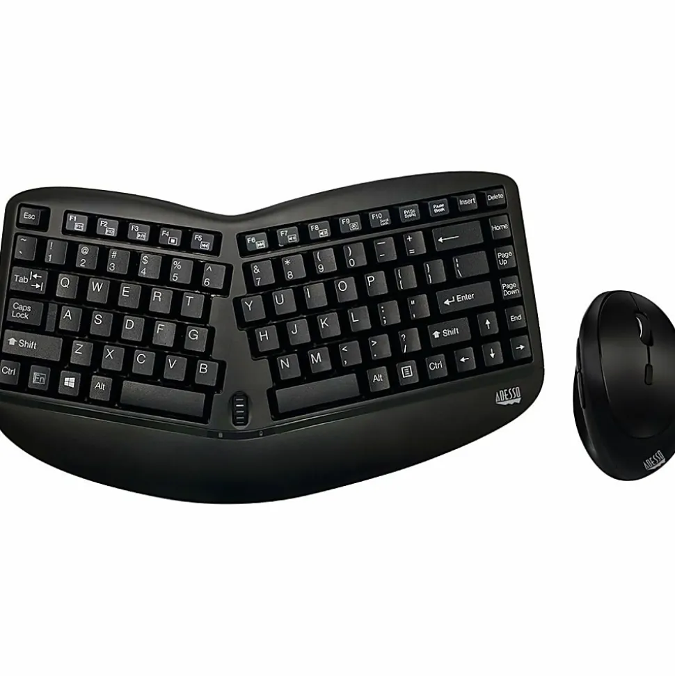 Adesso Tru-Form Media 1150 Wireless Ergo Mini Keyboard And Mouse Combo