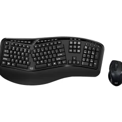 Adesso Tru-Form Media 1500 Wireless Ergonomic Keyboard & Laser Mouse, Black