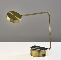 Adesso Viper Supercharger 15"H LED Desk Lamp, Antique Brass