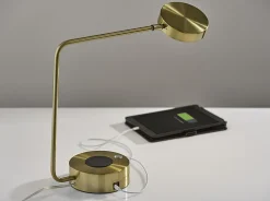 Adesso Viper Supercharger 15"H LED Desk Lamp, Antique Brass