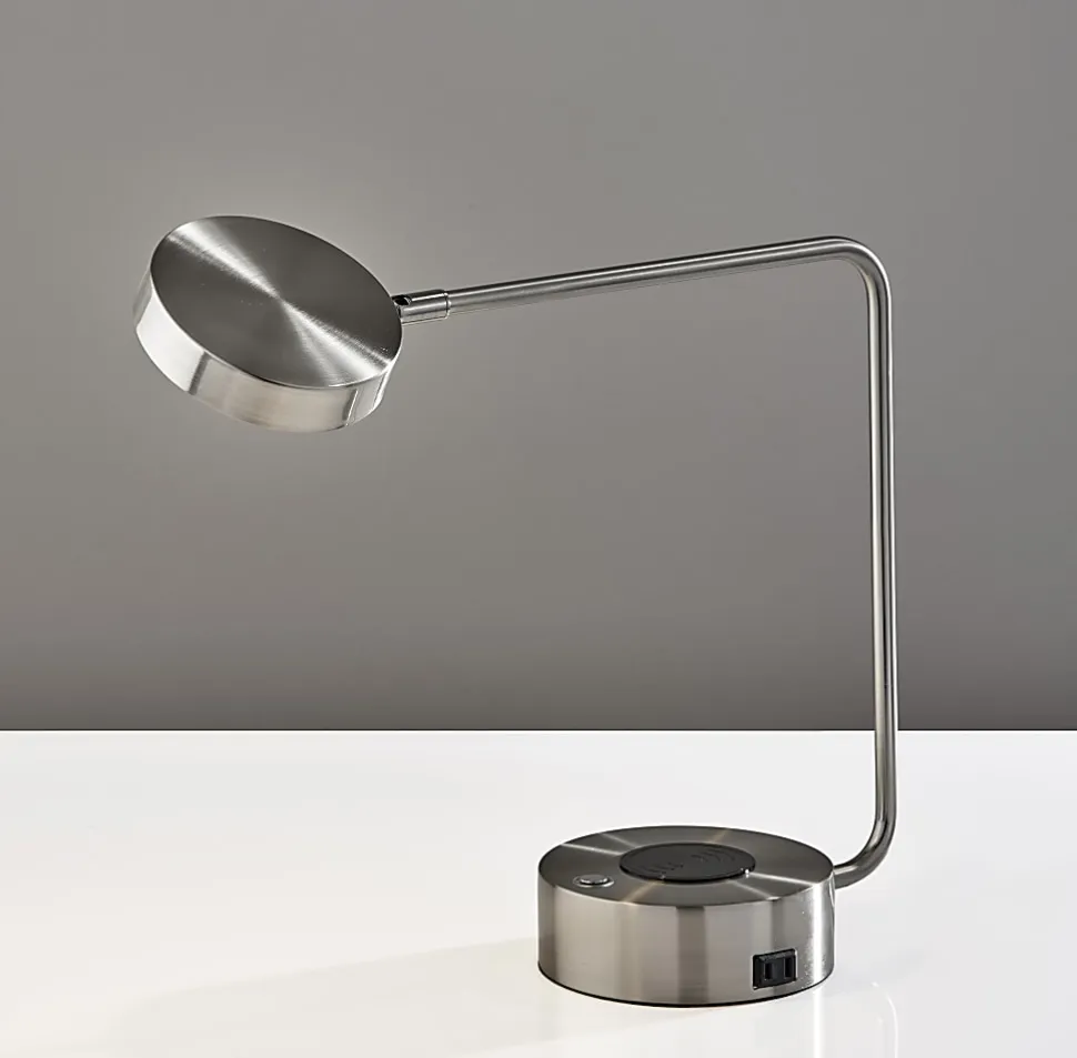 Adesso Viper Supercharger 15"H LED Desk Lamp, Brushed Steel
