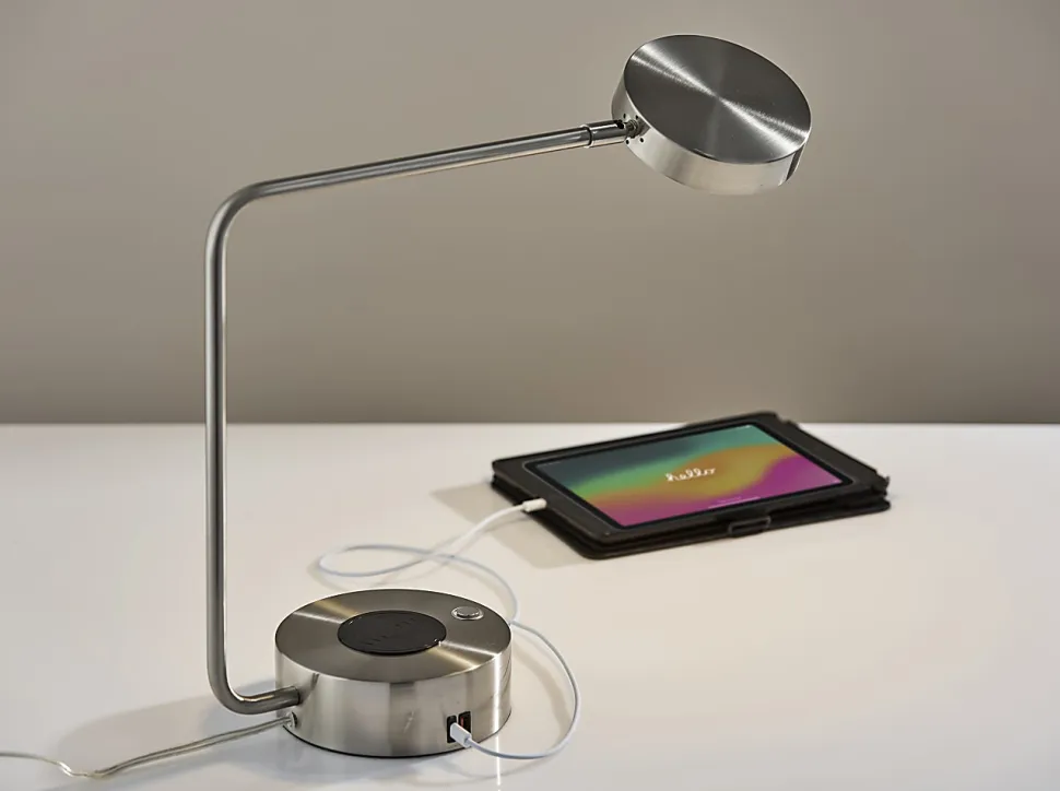 Adesso Viper Supercharger 15"H LED Desk Lamp, Brushed Steel
