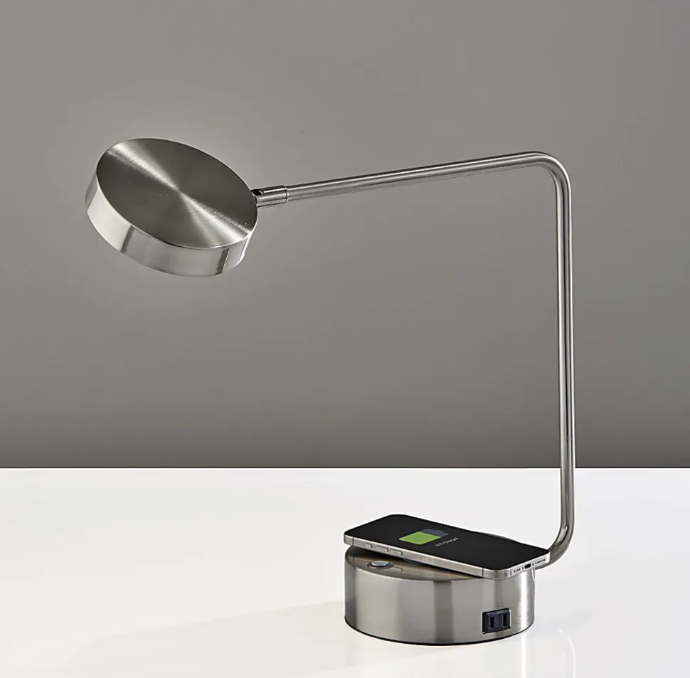 Adesso Viper Supercharger 15"H LED Desk Lamp, Brushed Steel