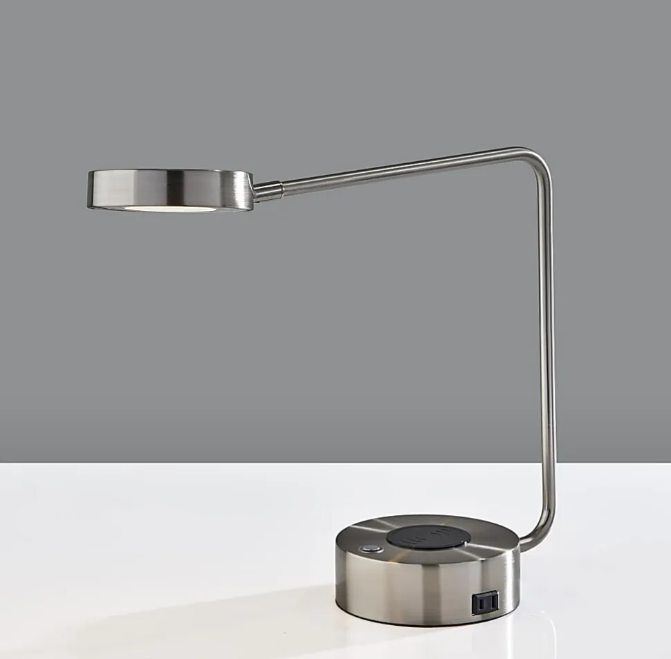 Adesso Viper Supercharger 15"H LED Desk Lamp, Brushed Steel