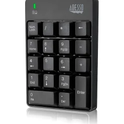 Adesso Wireless Spill Resistant 18-Key Numeric Keypad - Wireless Connectivity - RF - 30 ft - 2.40 GHz - WKB6010UB