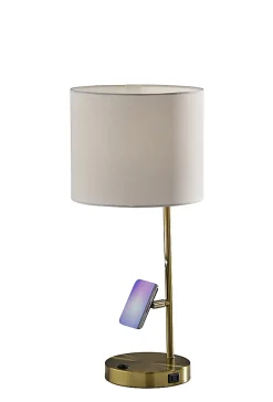 Adesso Wyatt Supercharger 22"H Desk Lamp, Off-White/Antique Brass