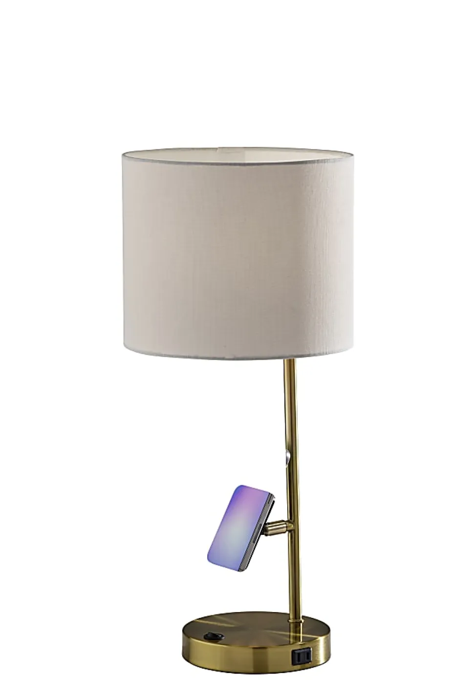 Adesso Wyatt Supercharger 22"H Desk Lamp, Off-White/Antique Brass