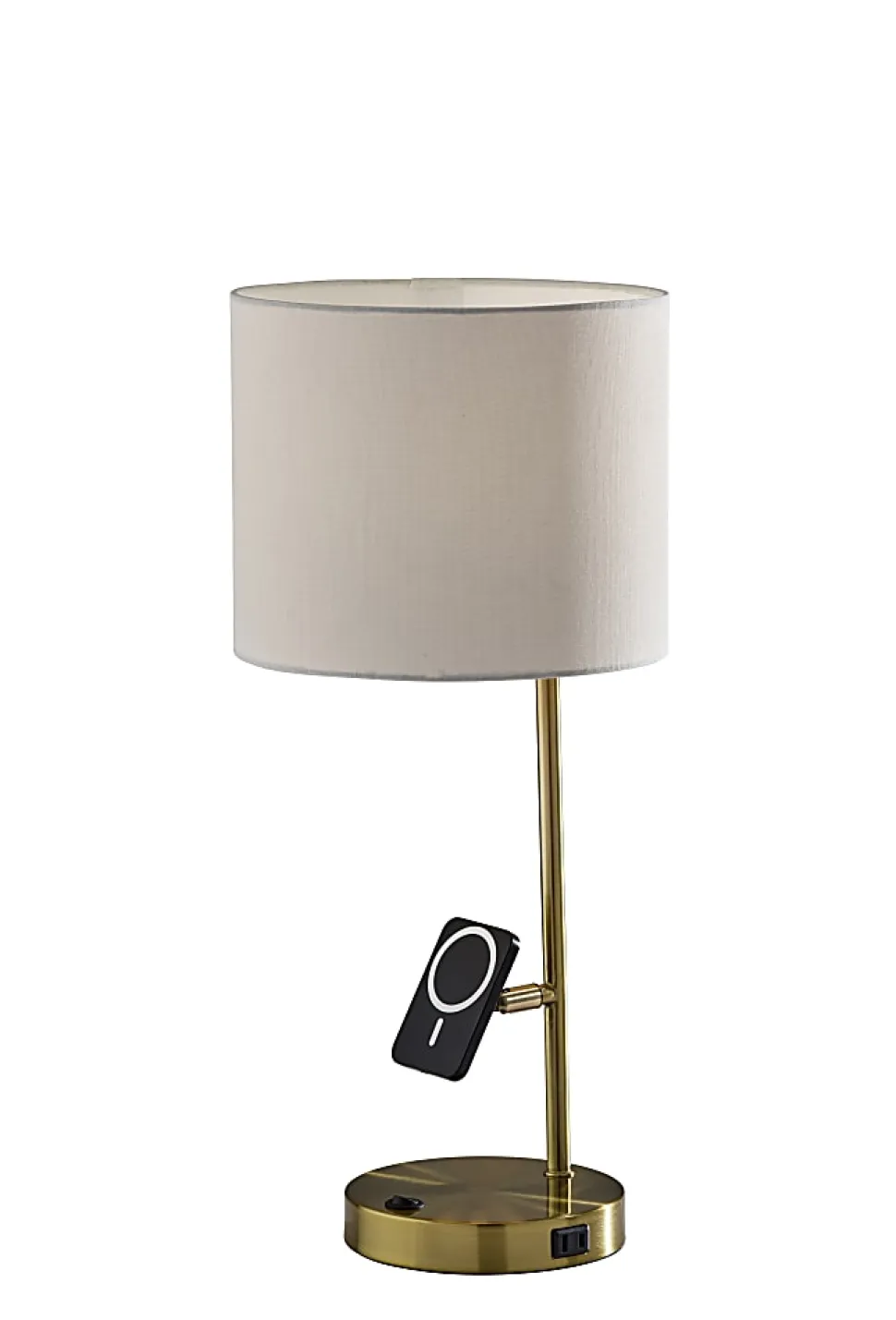 Adesso Wyatt Supercharger 22"H Desk Lamp, Off-White/Antique Brass