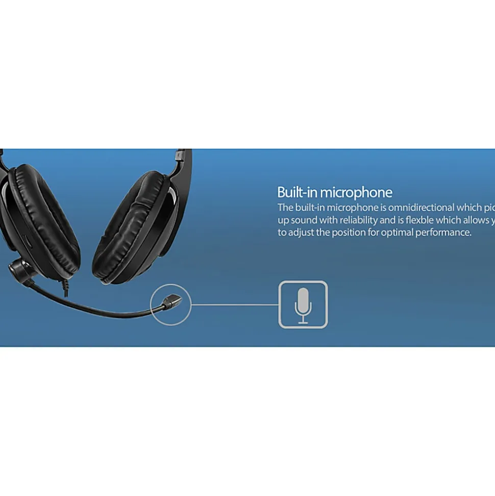 Adesso Xtream H5 - 3.5mm Stereo Headset with Microphone - Noise Cancelling - Wired- Lightweight - Works with Computer, Tablet and Smartphone. Ideal