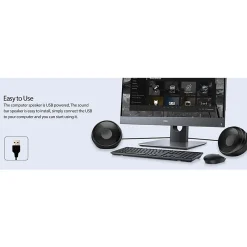 Adesso Xtream S4 USB-Powered Desktop Computer Speaker with Dynamic Sound - 5W x 2 - Works with Zoom, Microsoft Team, Skype, Webex and Google Meet