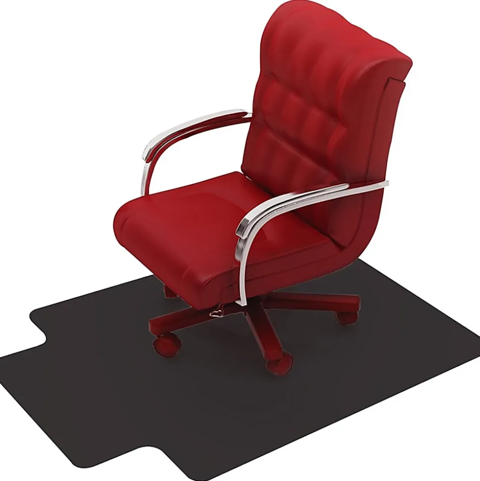 Advantagemat® Black Vinyl Lipped Chair Mat for Hard Floor - 45"x53" - Hard Floor - 53"x45"x 0.080" Depth x 0.080" Thickness - FC124553HLBV