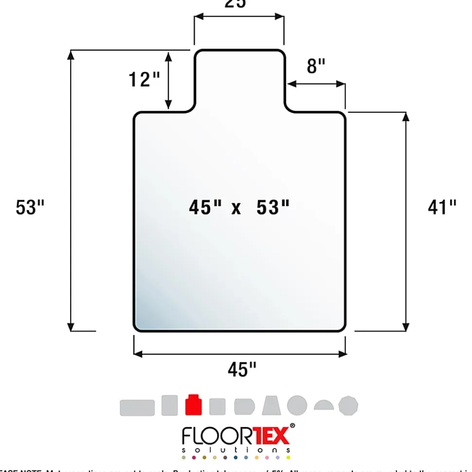 Advantagemat® Black Vinyl Lipped Chair Mat for Hard Floor - 45"x53" - Hard Floor - 53"x45"x 0.080" Depth x 0.080" Thickness - FC124553HLBV