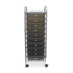 Advantus 10-Drawer Organizer With Casters, 37 1/2"H x 15 1/2"W x 13"D, Smoke