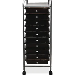 Advantus 10-Drawer Organizer With Casters, 37 1/2"H x 15 1/2"W x 13"D, Smoke
