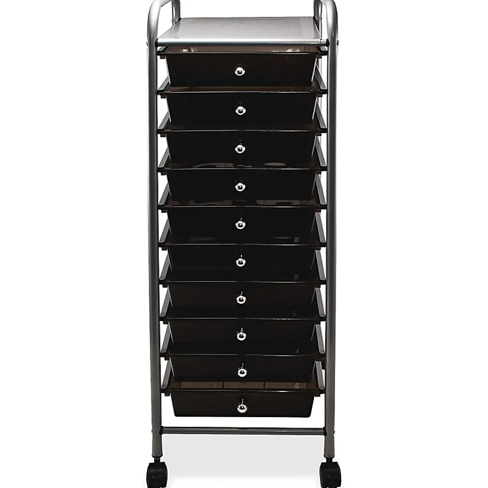 Advantus 10-Drawer Organizer With Casters, 37 1/2"H x 15 1/2"W x 13"D, Smoke