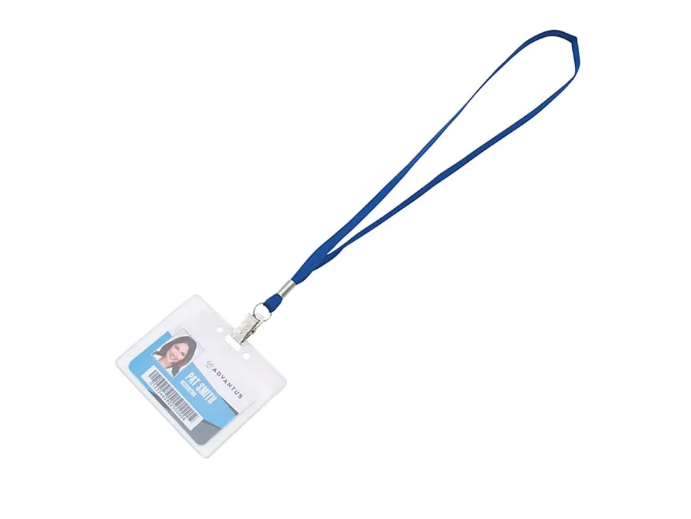 Advantus Flat Clip Lanyard - 36" Length - Blue - Woven, Metal - 100 / Box
