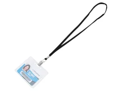Advantus Flat Clip Lanyard - 36" Length - Black - Woven, Metal - 100 / Box
