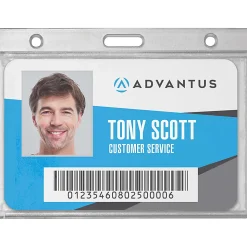 Advantus Frosted Horizontal Rigid ID Holder - Support 3.38" x 2.13" Media - Horizontal - Plastic - Frosted - 25 / Box