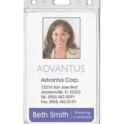 Advantus Frosted Vertical Rigid ID Holder - Support 2.13" x 3.38" Media - Vertical - Plastic - Frosted - 25 / Box