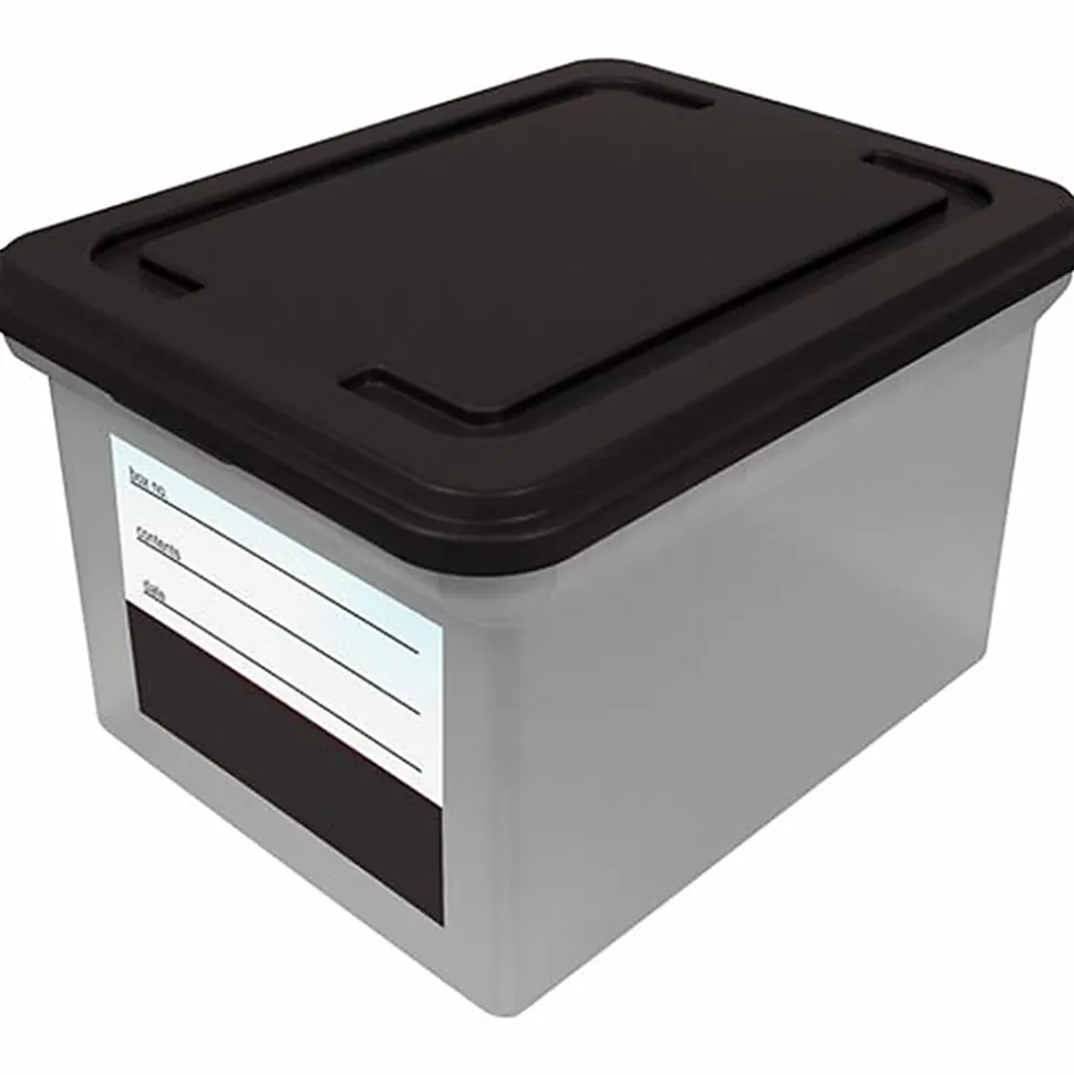 Advantus Letter And Legal File Tote, 18"L x 14-1/4"W x 10-7/8"H, Clear/Black, Total Qty 1