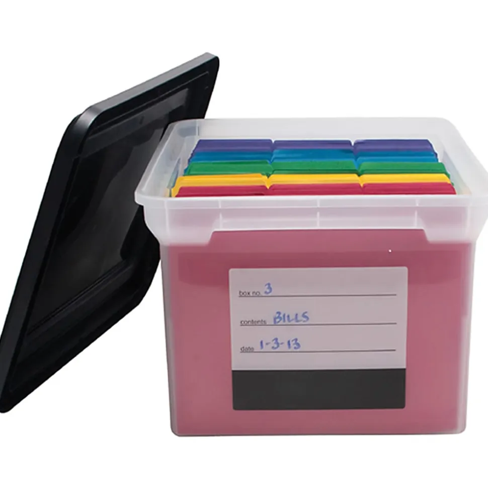 Advantus Letter And Legal File Tote, 18"L x 14-1/4"W x 10-7/8"H, Clear/Black, Total Qty 1
