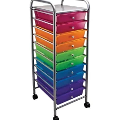 Advantus Office Depot Brand 10 Drawer Organizer With Casters, 37 1/2"H x 15 1/2"W x 13"D, Multicolor