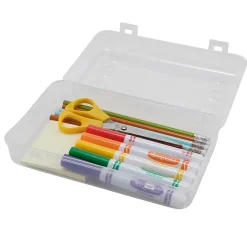 Advantus Pencil Boxes, 2-1/2”H x 8-1/2”W x 5-1/4”D, Clear, Pack Of 6 Pencil Boxes