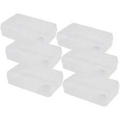 Advantus Pencil Boxes, 2-1/2”H x 8-1/2”W x 5-1/4”D, Clear, Pack Of 6 Pencil Boxes