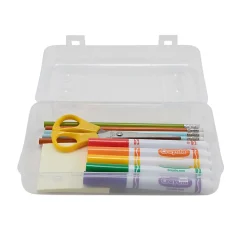Advantus Pencil Boxes, 2-1/2”H x 8-1/2”W x 5-1/4”D, Clear, Pack Of 6 Pencil Boxes