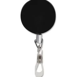 Advantus Premier Retractable Heavy Duty ID Reel With Badge Clip - Plastic, Steel - Black, Silver - 12 / Box
