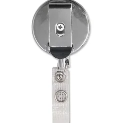 Advantus Premier Retractable Heavy Duty ID Reel With Badge Clip - Plastic, Steel - Black, Silver - 12 / Box