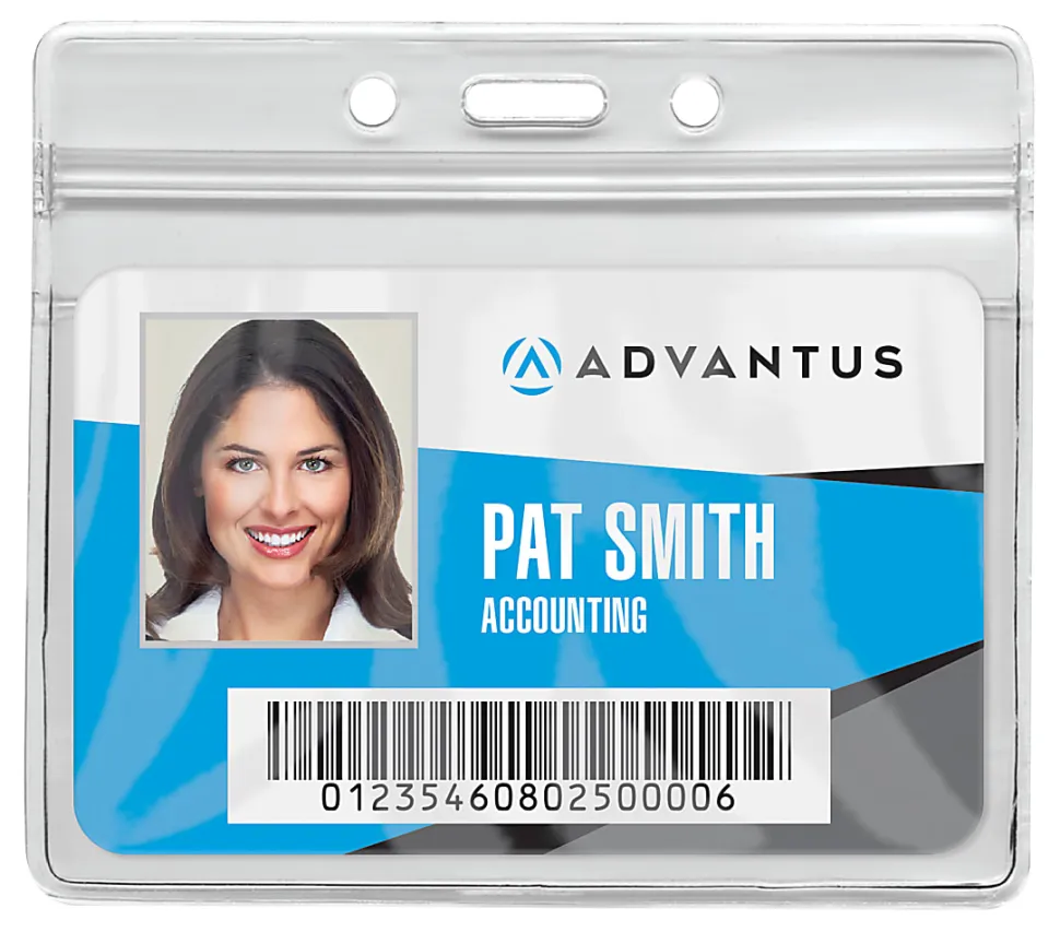 Advantus® Re-sealable Badge Holder, Horizontal, 3-3/4" x 4-2/16", 50/PK